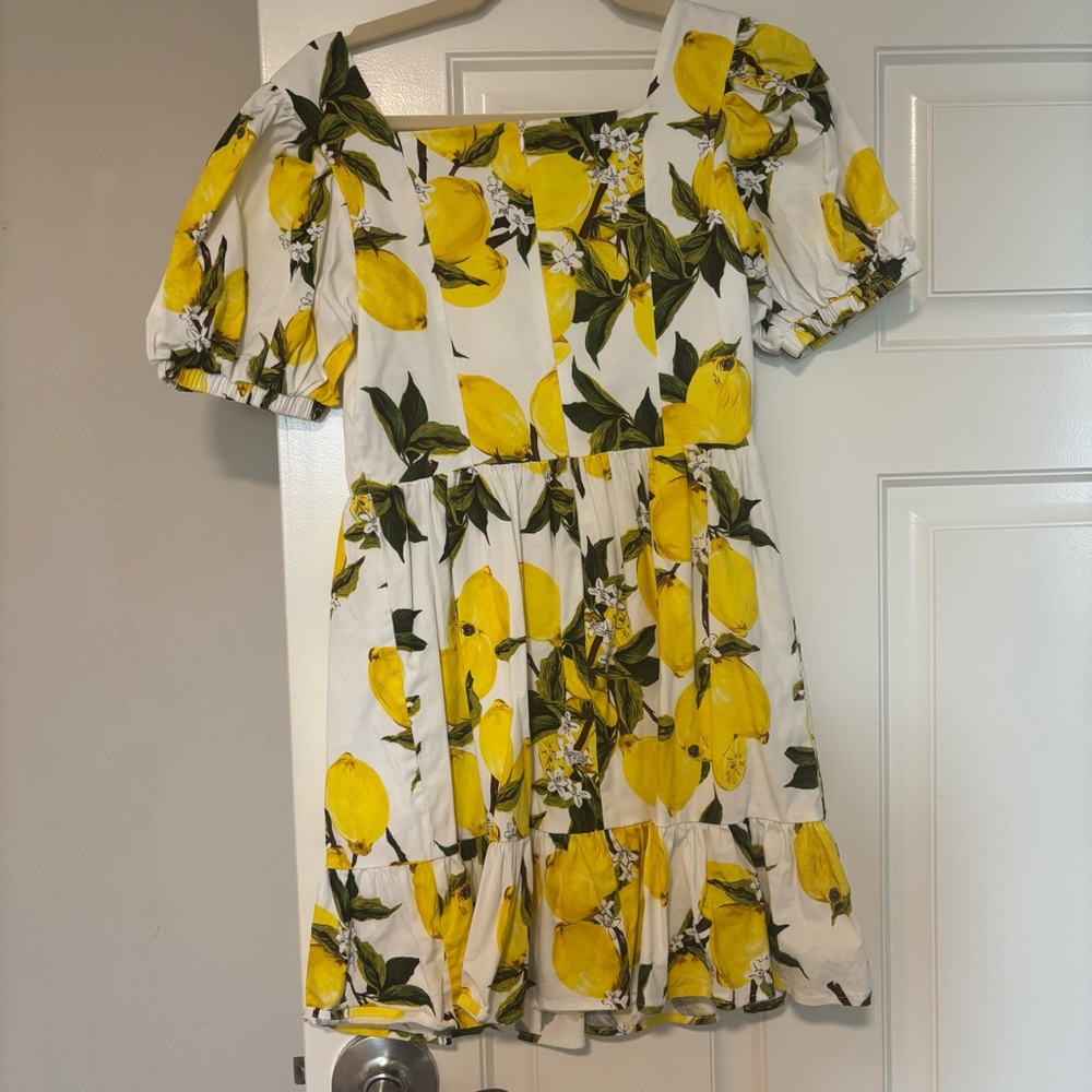 A- English Factory Tuckernuck Lemon Puff Sleeve Ruffle Dress size small - Picture 6 of 6